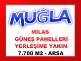 milas ta güneş enerji panellerine ve yerleşim yerlerine çok yakın konumda 7.733 m2 arsa