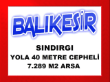 balıkesir sındırgı da 7.289 m2 yola 40 metre cepheli elektrik su olan arsa