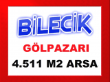 bilecik gölpazarı merkezde gölün yanı başında yolu olan 4.511 m2 arsa