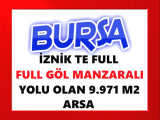 bursa iznik te full kapanmaz göl manzaralı yolu suyu elektriği olan 9.971 m2 müstakil parsel arsa